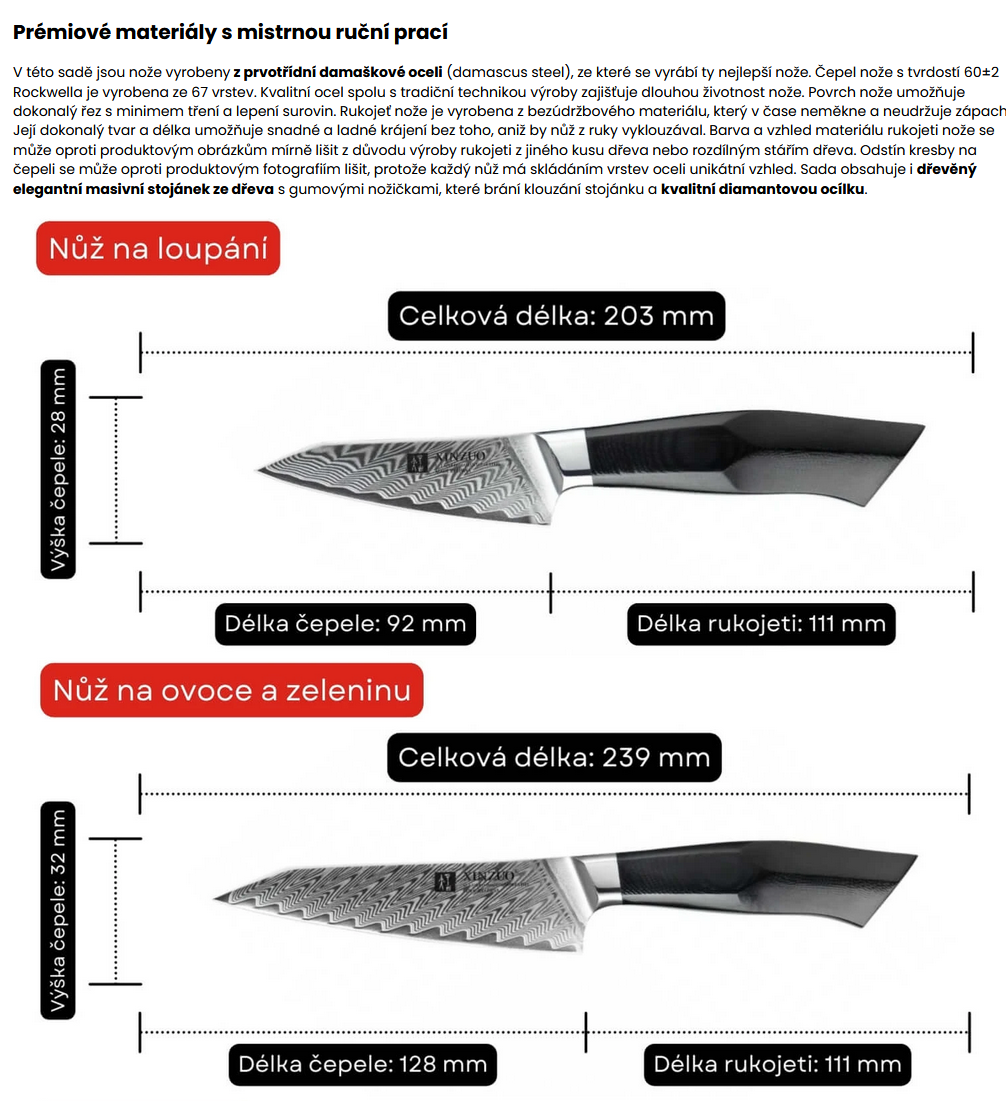 Sada damaškových kuchyňských nožů - 8