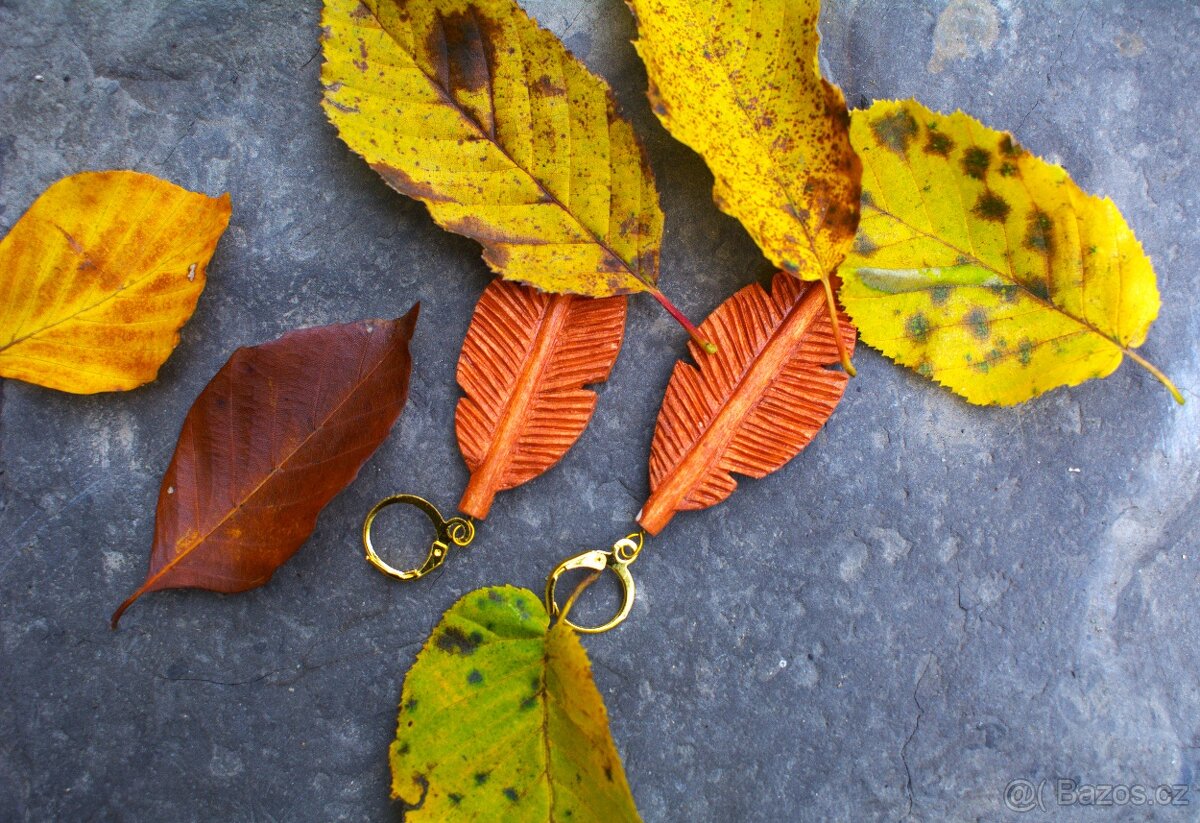 PODZIMNÍ ŠEPOT: RUČNĚ VYŘEZÁVANÉ DŘEVĚNÉ NÁUŠNICE - 8