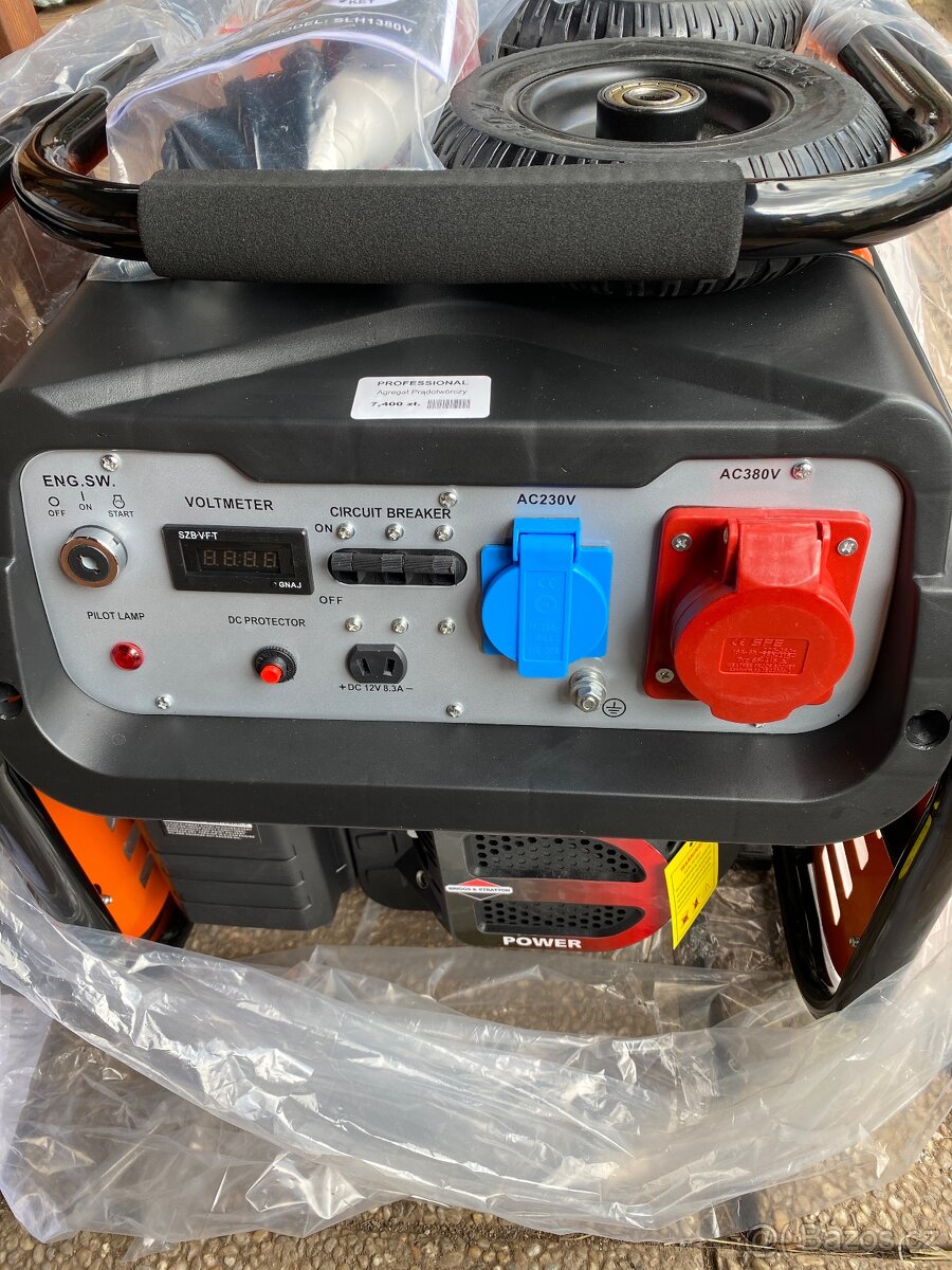 ELEKTROCENTRÁLA 7 kW / 230V + 400V – BENZÍN, NOVÁ - 8