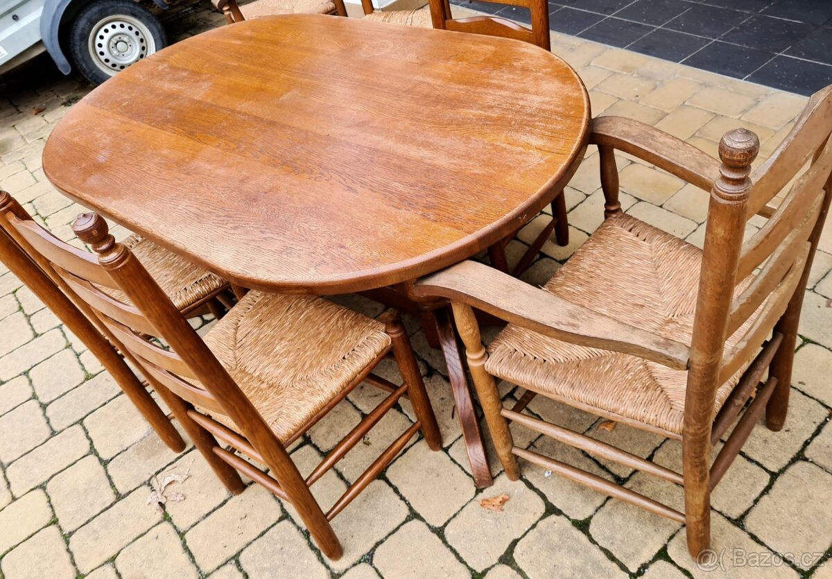 Masivní jídelní set, stůl z masivu - 8