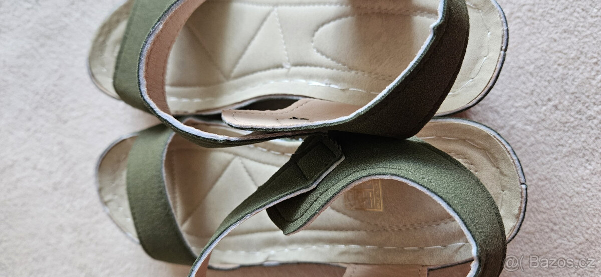 Nové dámské sandálky, sandály, sandále na klínku, 40, khaki - 8