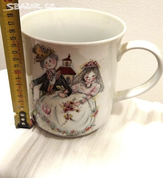 Retro i starožitnosti - sklo. Velký porcelánový hrnek - 8