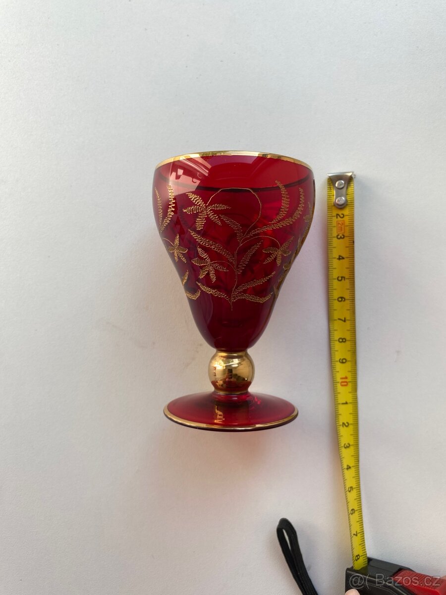 Vintage sada rubínových skleniček - 18 ks - 8