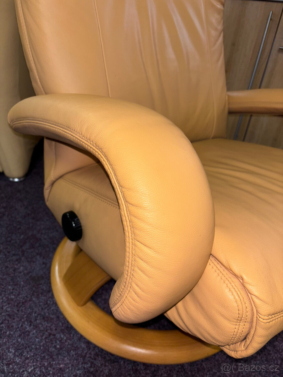 relaxační křeslo pravá kůže německé výroby - 8