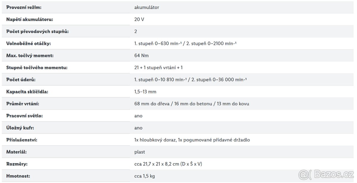 Aku příklepová vrtačka Parkside Performance 64 Nm - nová - 8