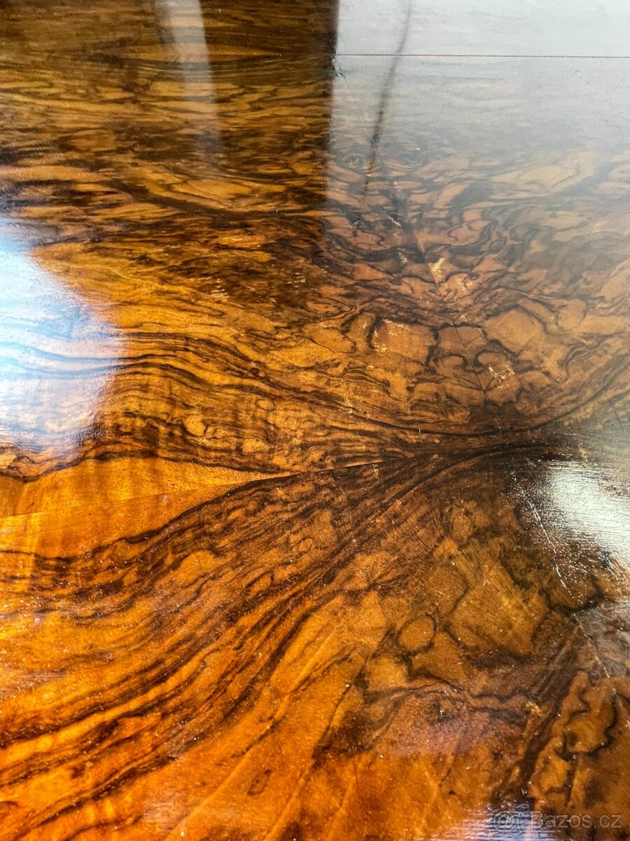 Starožitný jídelní stůl – Art Deco – rozkládací, hruška - 8