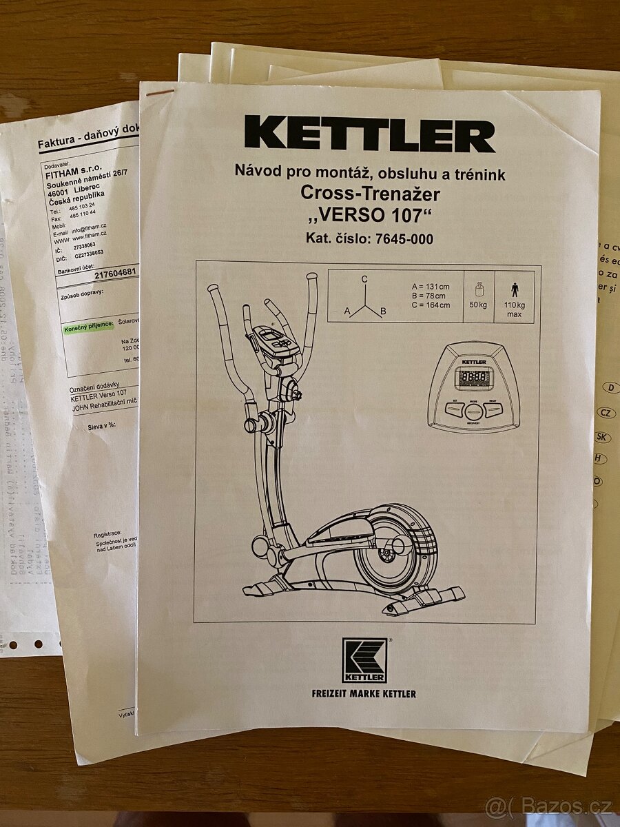 Prodám crossový trenažér - Kettler Verso 107 - 8