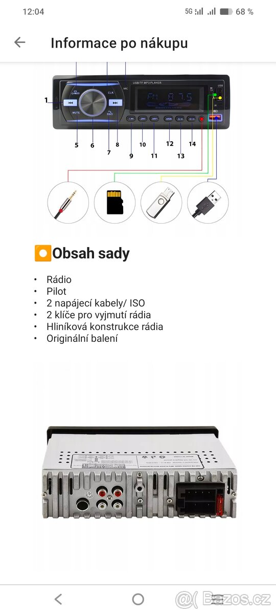 Nové autorádio USB, Bluetooth, SD karty - 8