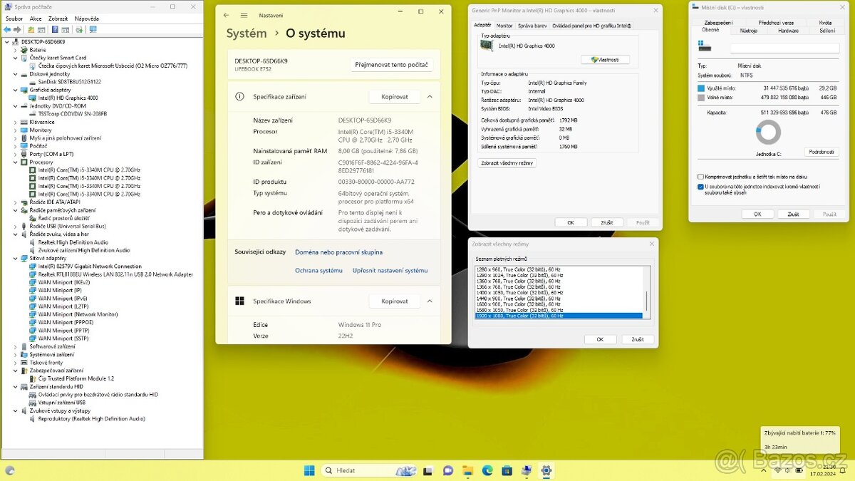 FUJITSU E752 /i5-3340/8GB/SSD512GB/FULLHD IPS/W11/ZÁRUKA - 8