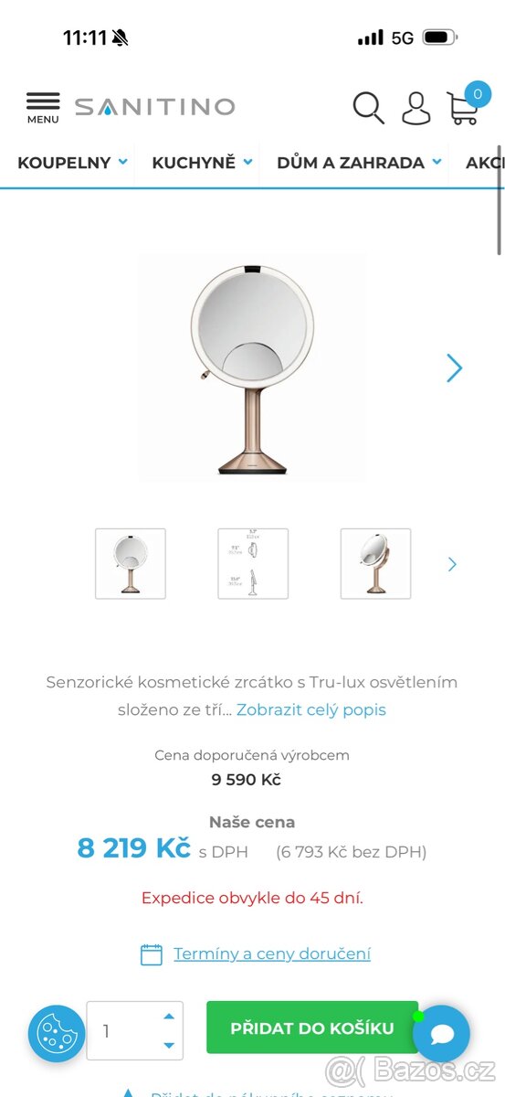 Luxusní, kosmetické zrcadlo s led SIMPLEHUMAN - 8