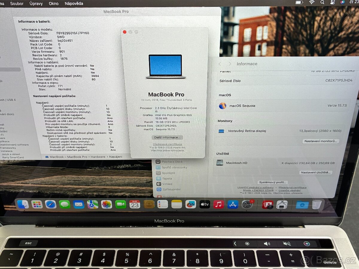 MacBook Pro 13'' 2018 / i5 / 16GB / 256GB SSD - DPH - 8