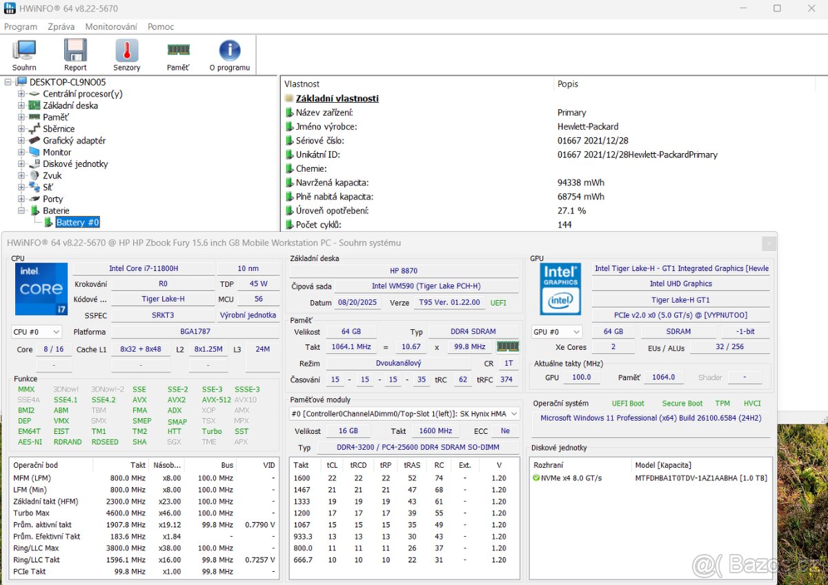 Nádherný HP ZBook Fury G8 1TB/64GB a dokovací stanice - 8