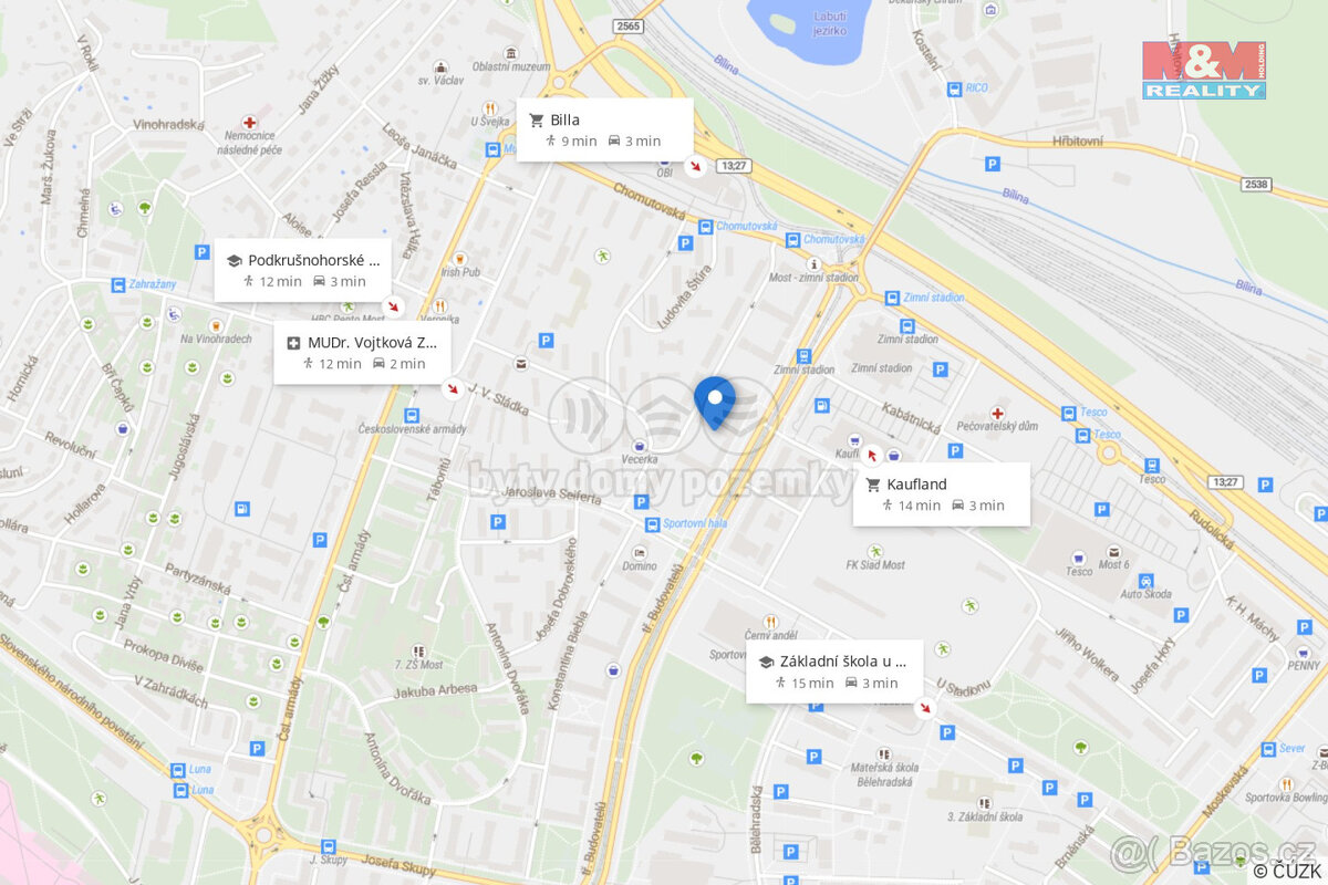 Pronájem bytu 1+1, 38 m², Most, ul. tř. Budovatelů - 8
