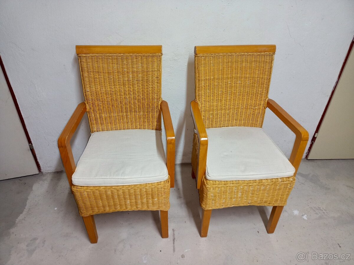 Prodám 4 x hezké ratanové židle s podsedáky na zip - 8