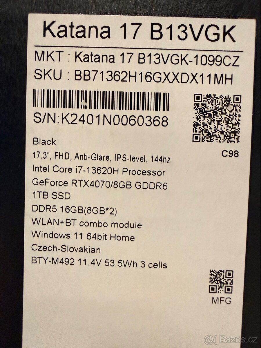 MSI Katana 17 B13VGK-1099CZ - 8