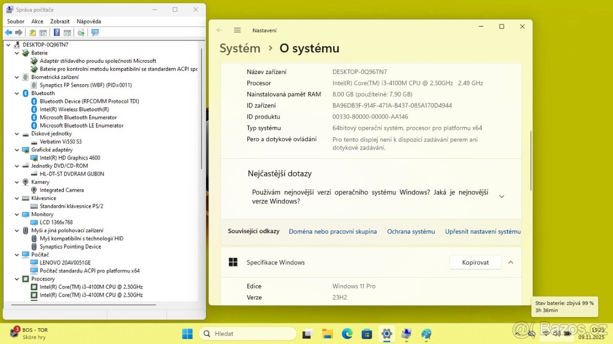 LENOVO L540 /i3-4100/8GB/SSD240GB/DVD/WIN11/ZÁRUKA - 8