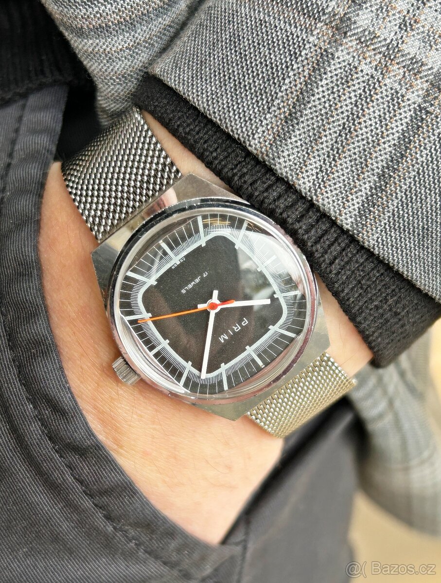 Československé mechanické vintage retro hodinky PRIM Malé Te - 8
