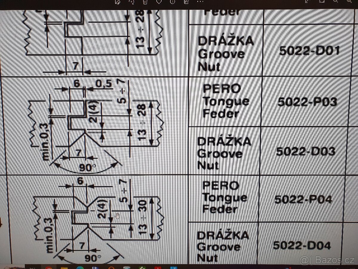 Sada fréz na palubky - pero 5022 PO3 - 8