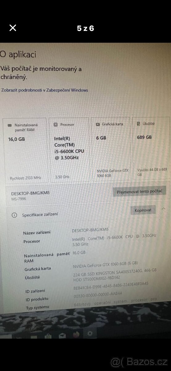 Herní Pc i5 6600/Gtx 1060/16GB RAM DDR4 - 8