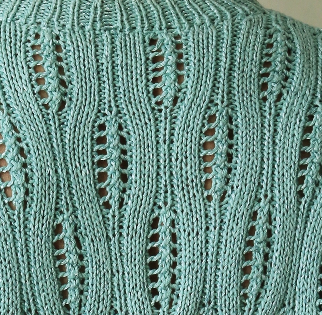 Ručně pletené letní mentolové tričko-halenka L-XXL - 8