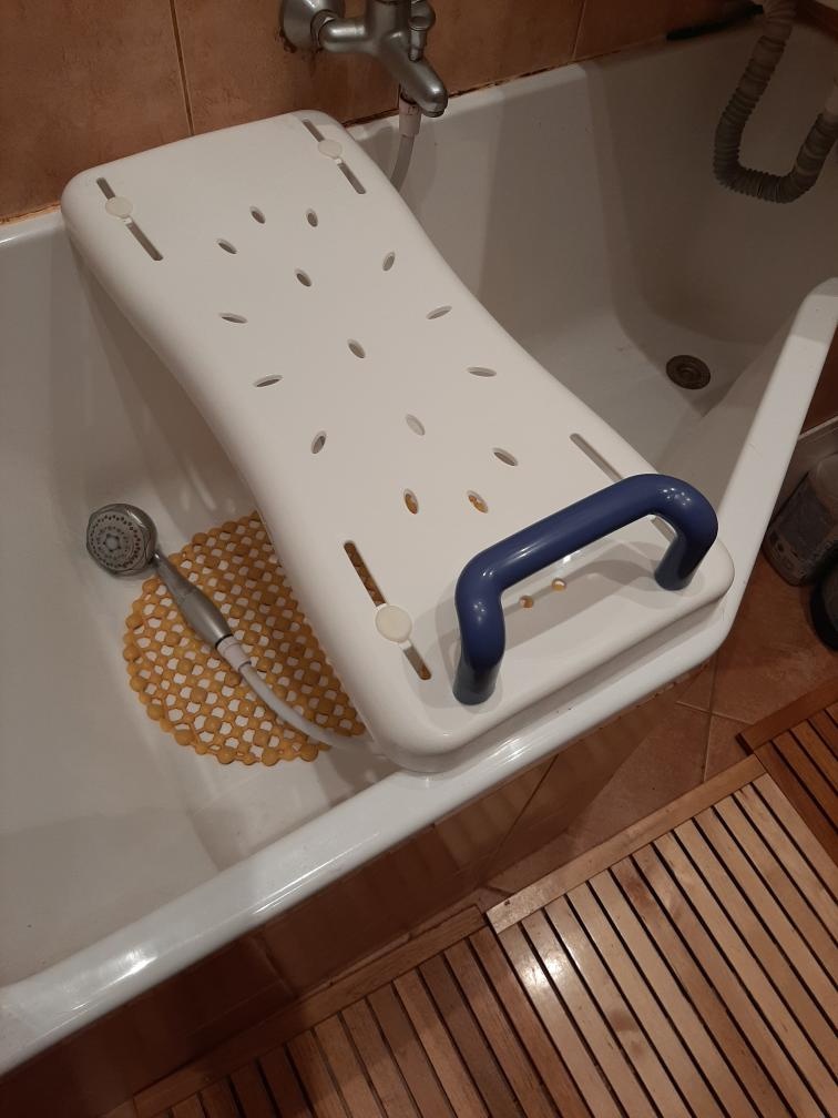 Sedátko na vanu s madlem RIDDER, bílo modrá barva-nové - 8