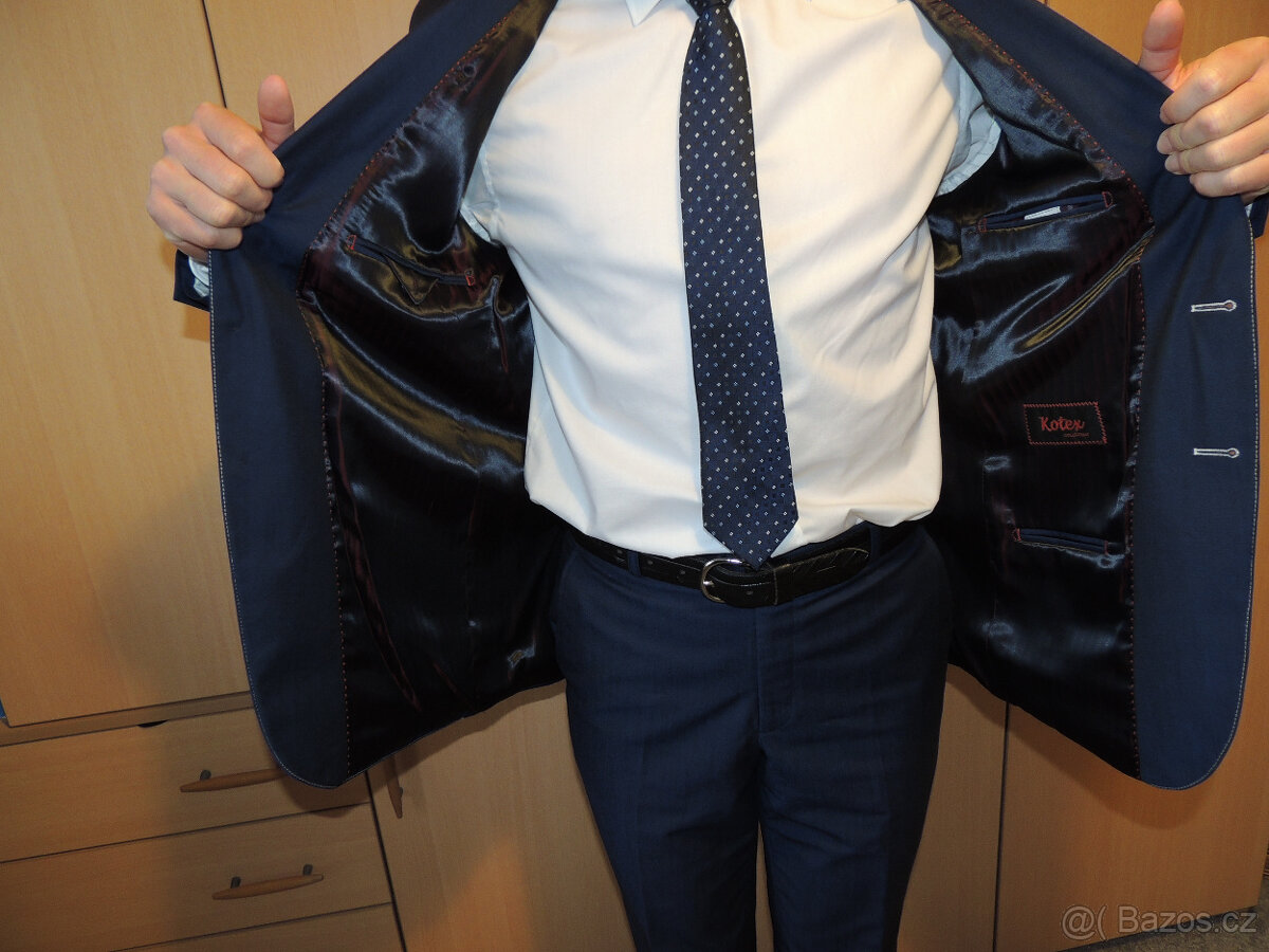 Pánský oblek vel. 48 tmavě modrý na postavu 170-175 cm - 8