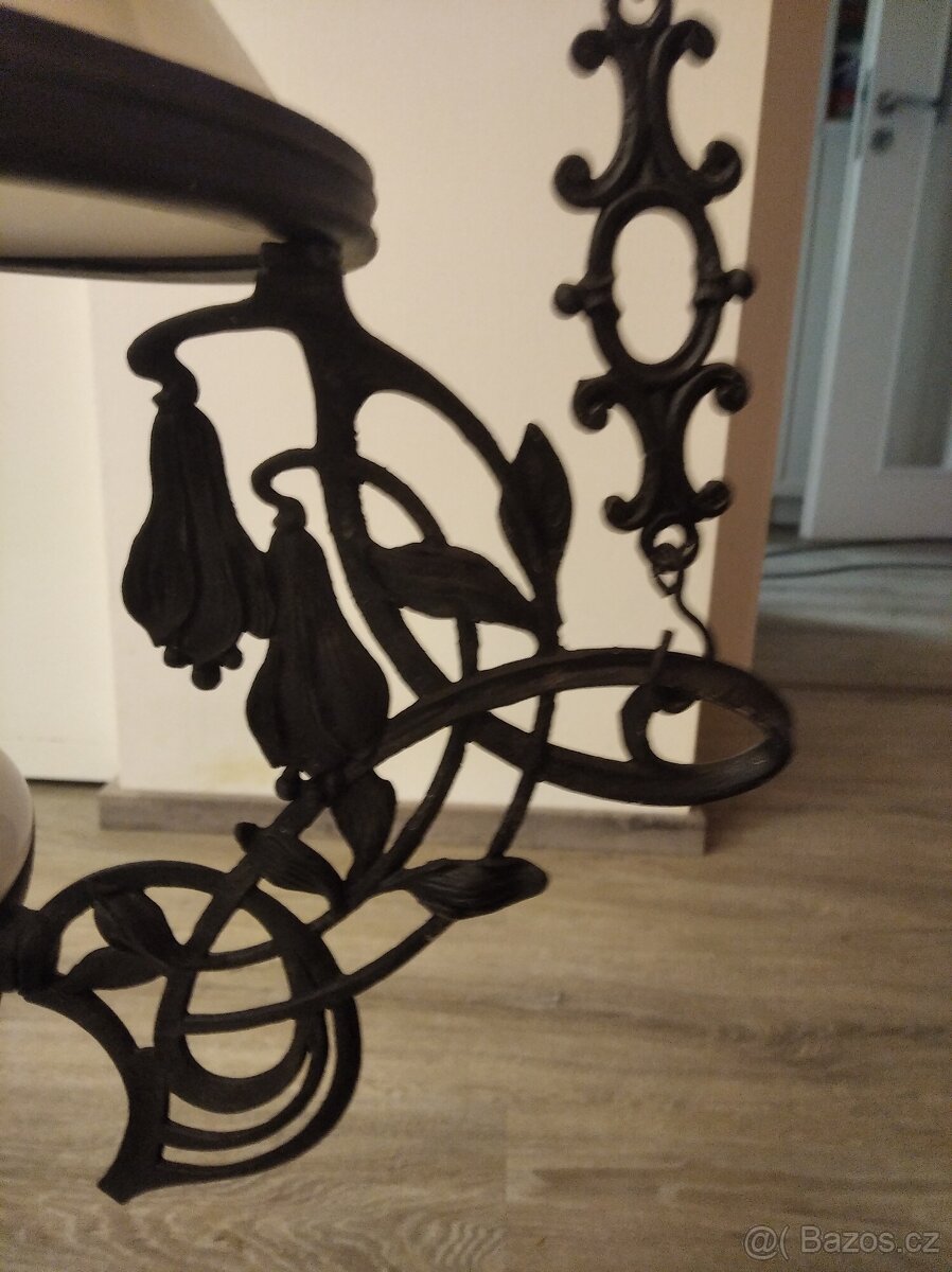 Starožitný lustr na kahan, lampu, petrolejku - 8