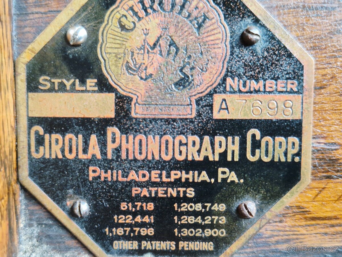 Starožitný gramofon Cirola Phonograph Corp., 1920 - 8