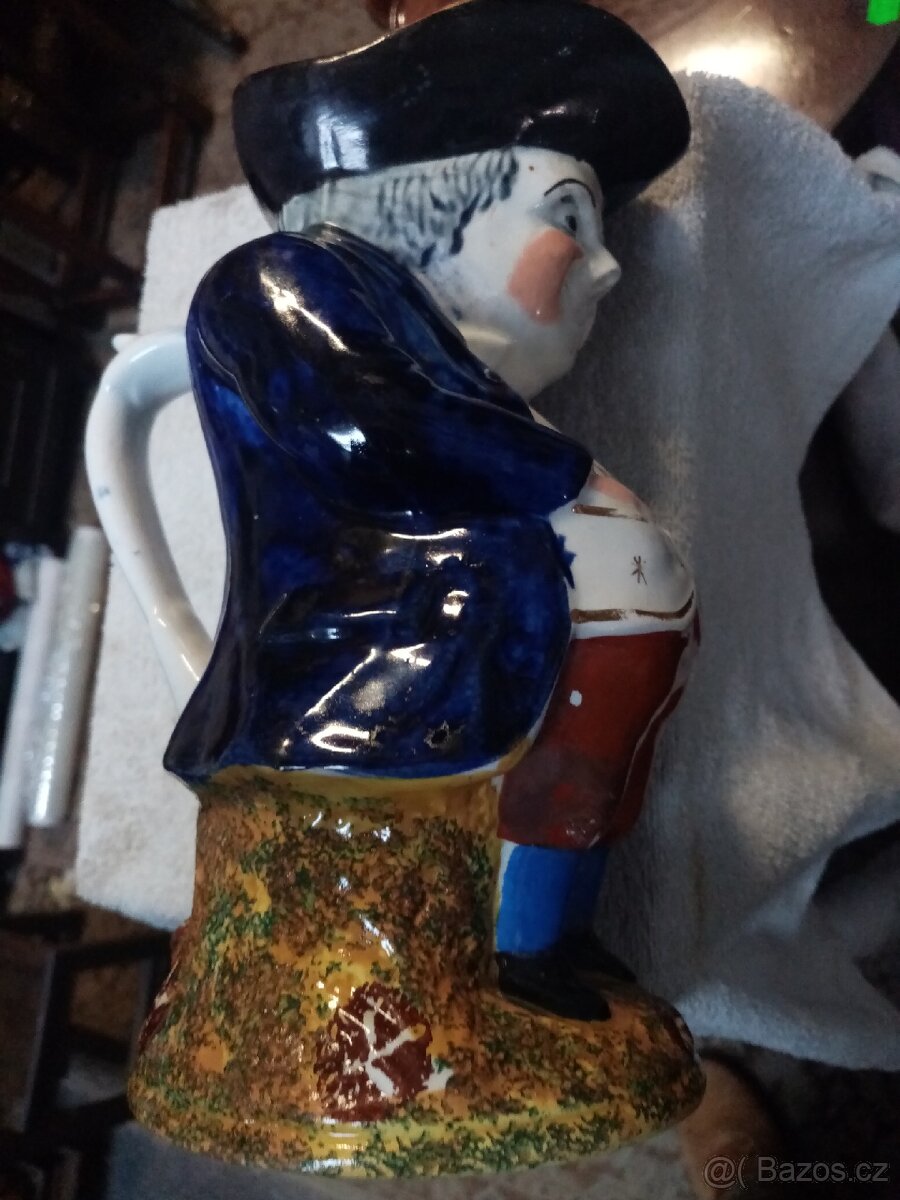 Starožitný keramický glazurovaný džbán - 8