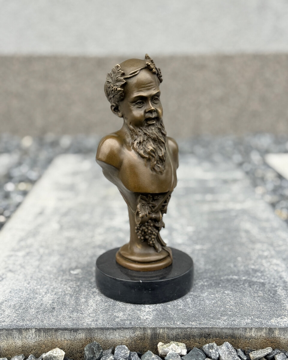 Bronzová busta Bacchus socha boha vína antická luxus dekor - 8