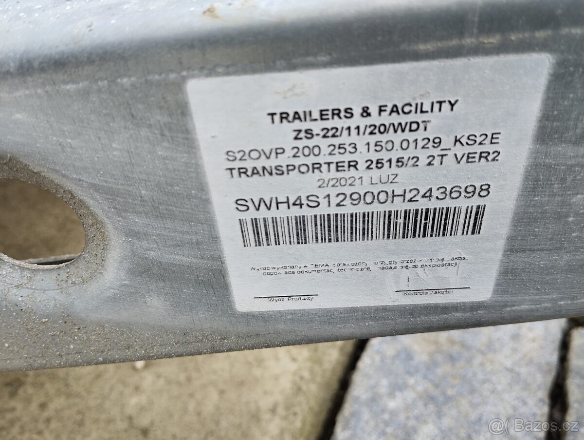 Přívěsný vozík bržděný na 2 tuny - 8