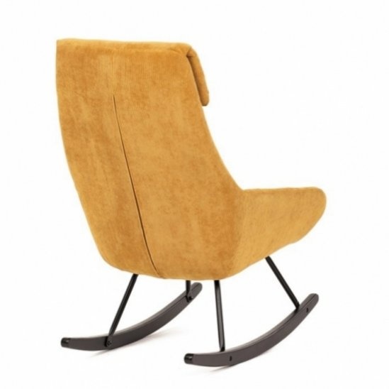 Křeslo houpací v manšestrové látce žluté a šedé barvy - 8