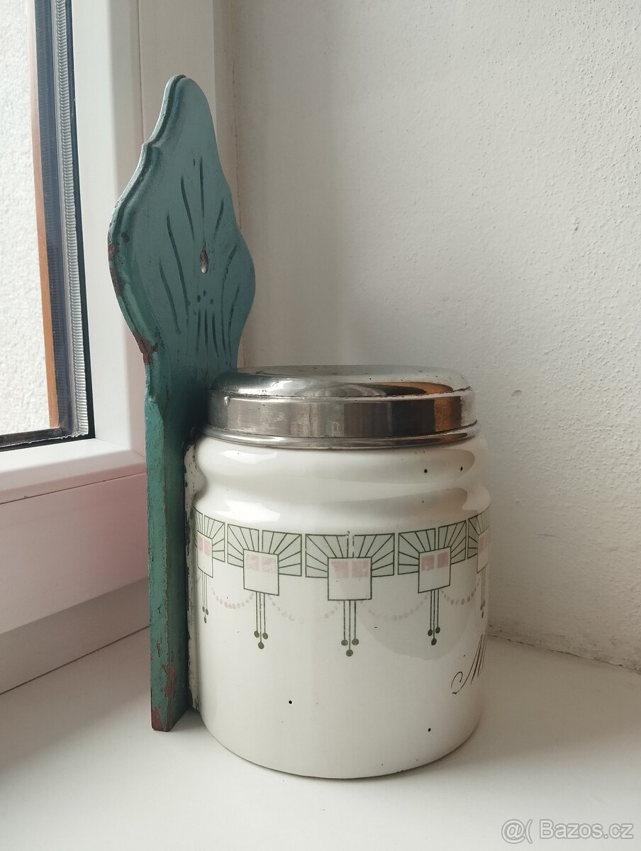 starožitná dóza na mouku - secese - 8