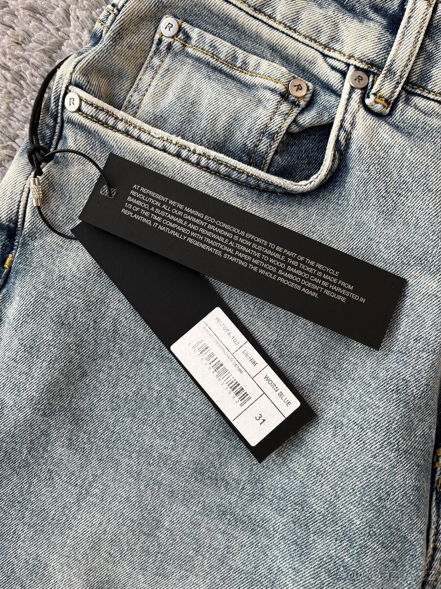 Represent Baggy Destroyer Denim Worm Blue kalhoty - 8