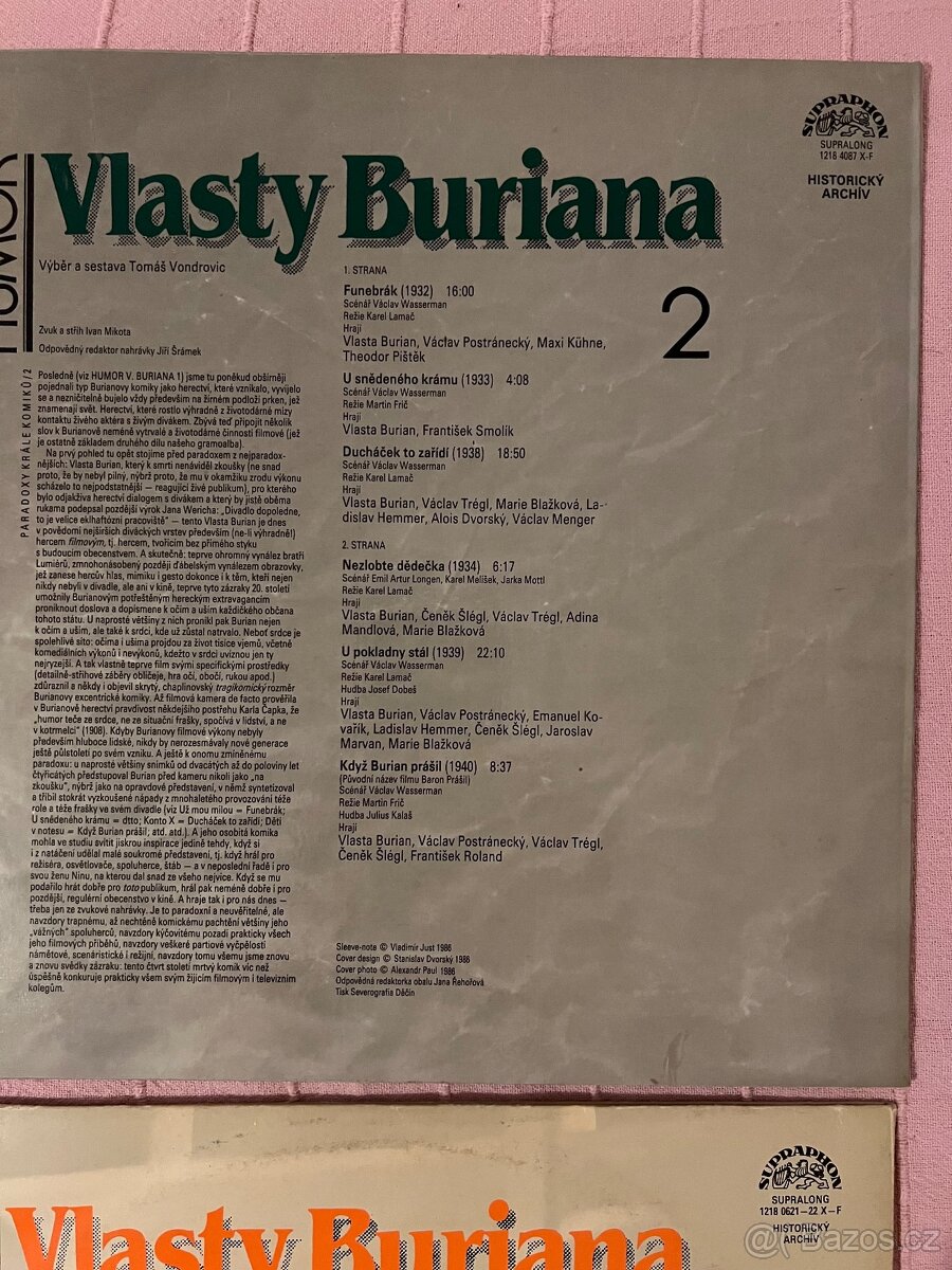 Vlasta Burian - humor 1,2 sbírky 3xLP deska - 8