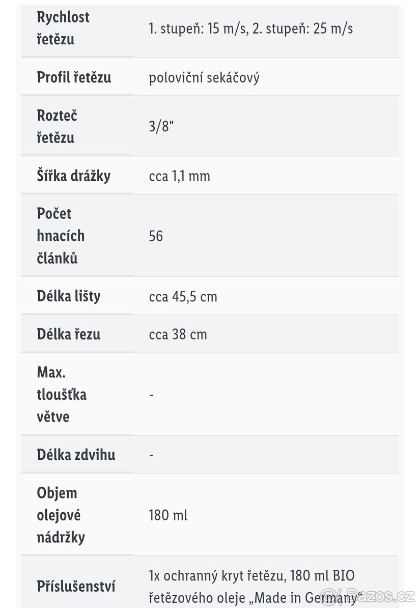 Aku řetězová pila peformance lišta 38cm - 8