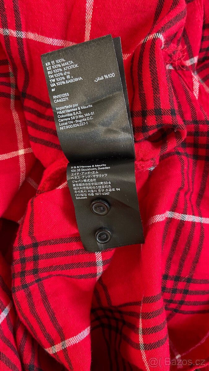 Červená kostkovaná košile H&M vel.34 100%bavlna - 8