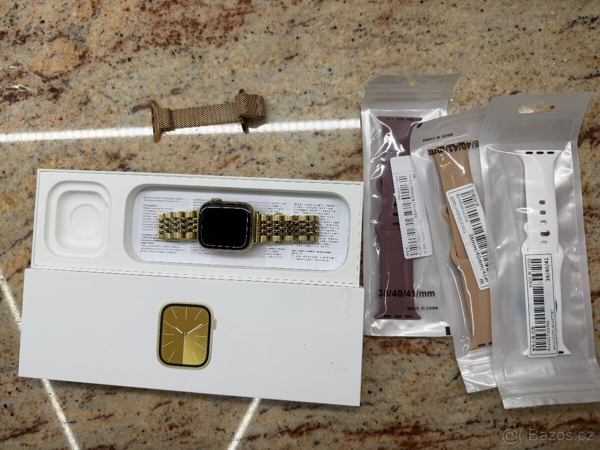 Apple watch 9 cellular zlaté + pásek Burga - 8