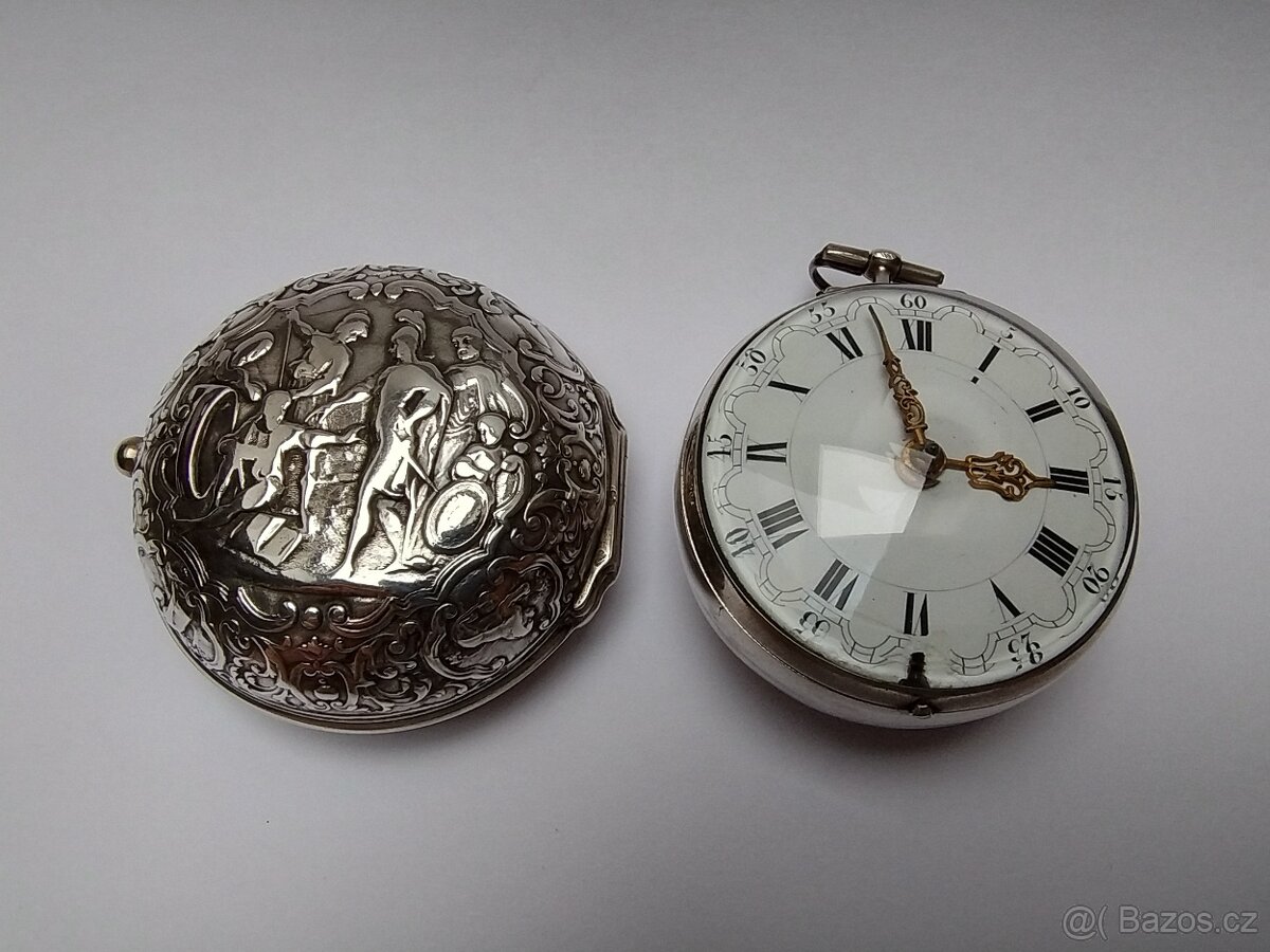 Stříbrné hodinky špindlovky oignon 18. století - 8