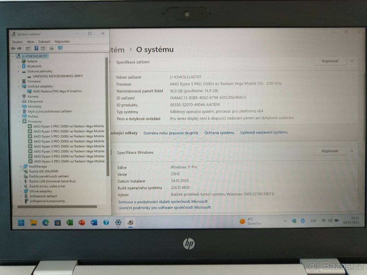 akce: HP ProBook 645 G4/AMD Ryzen 5 PRO 2500U/16GB/250GB - 8