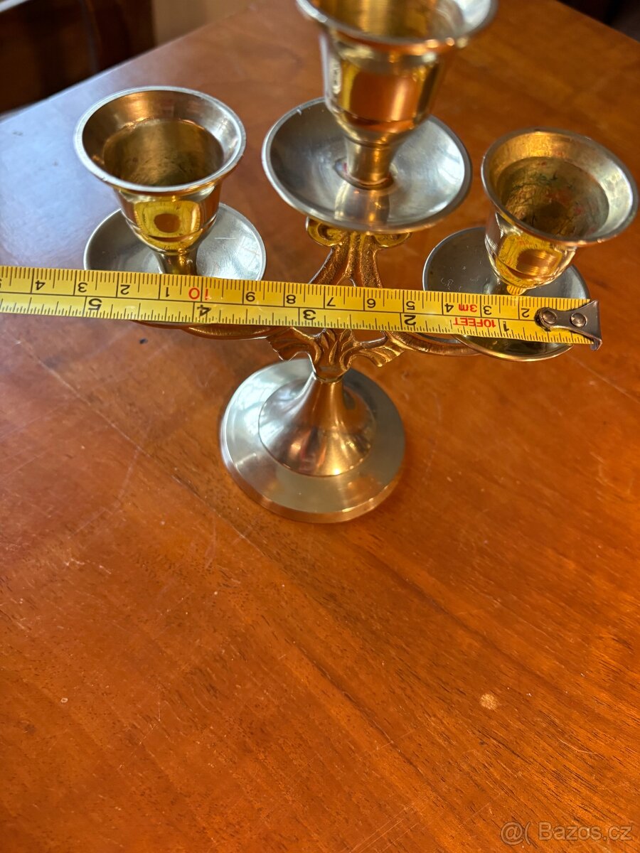 Starožitný mosazný svícen - 8