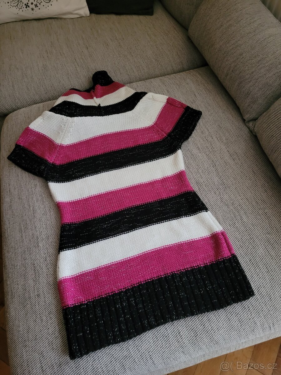 Dámský pruhovaný svetřík s bambulkou zn. Numbero, vel. M - 8