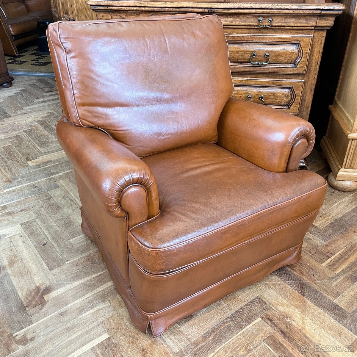 Křeslo, kůže hnědá - 8