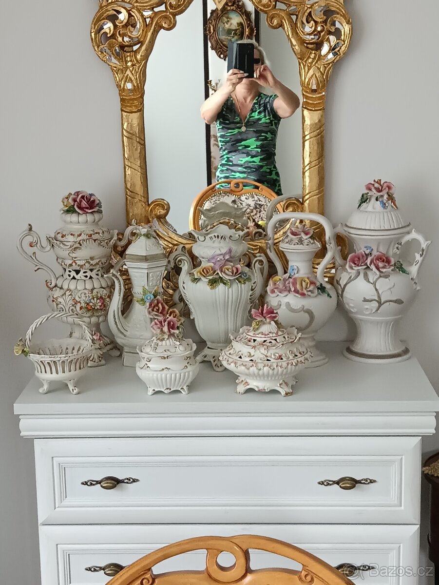 Starožitná gigantická porcelánová mísa ve tvaru Gondoly. - 8