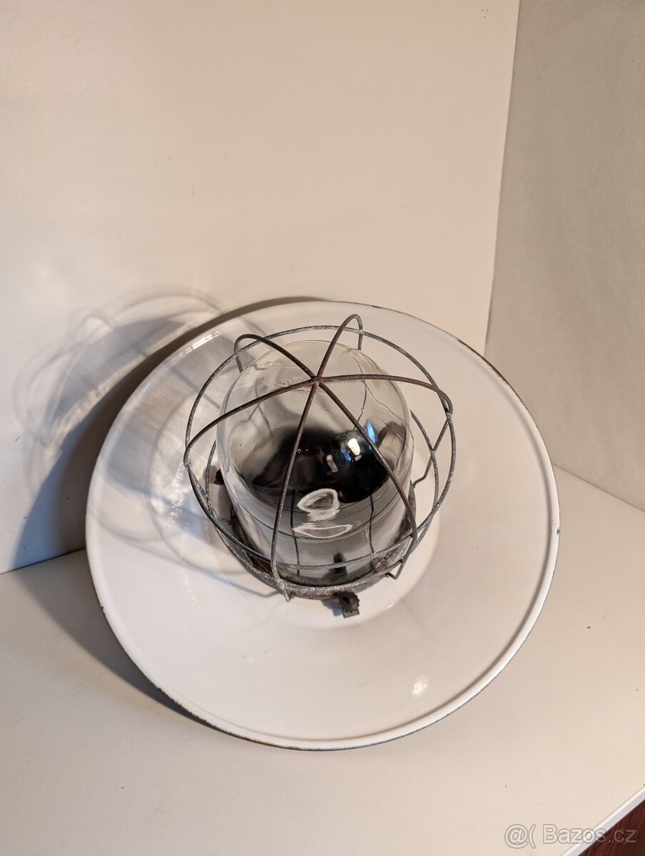 1x velký industriální bakelitový lustr smalt stínidlo až 3ks - 8