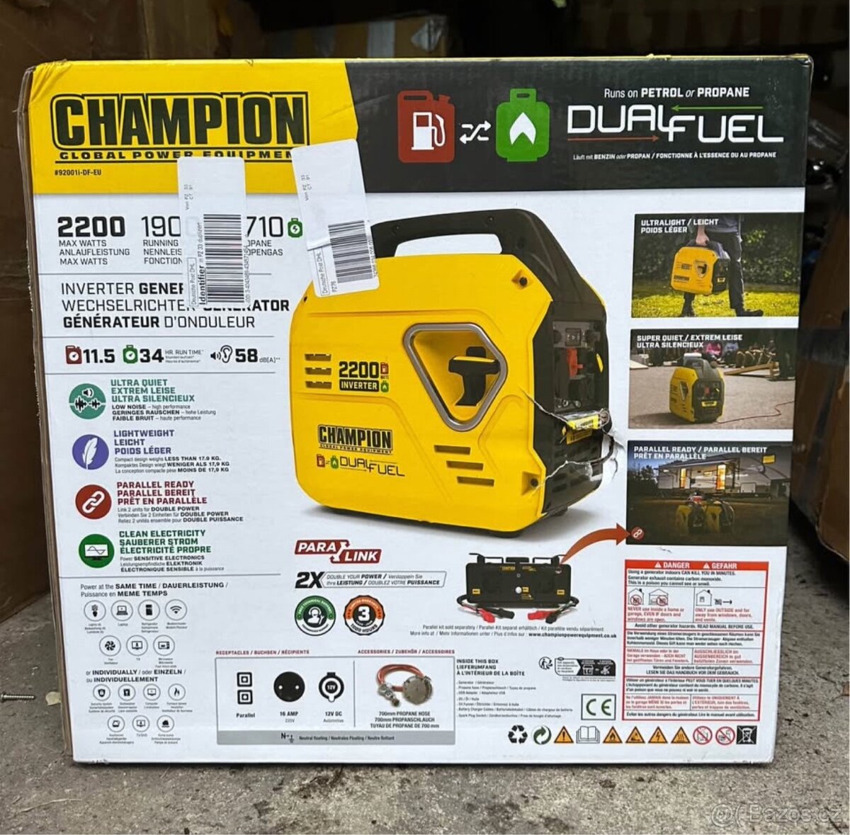 Centrála, Generator Champion2200 Dvoupalivový LPGBenzin2,2kW - 8