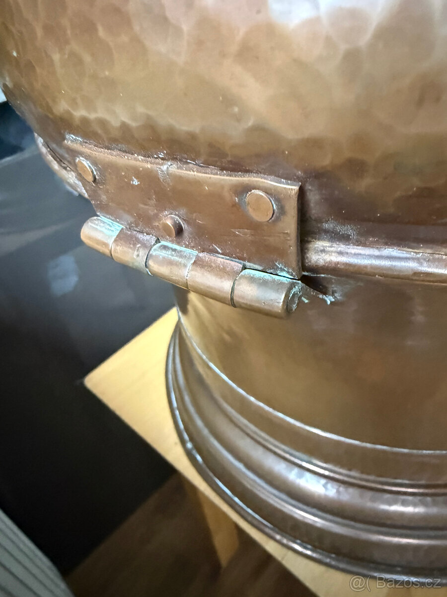 Starožitná měděná nádoba, hrnec - 8