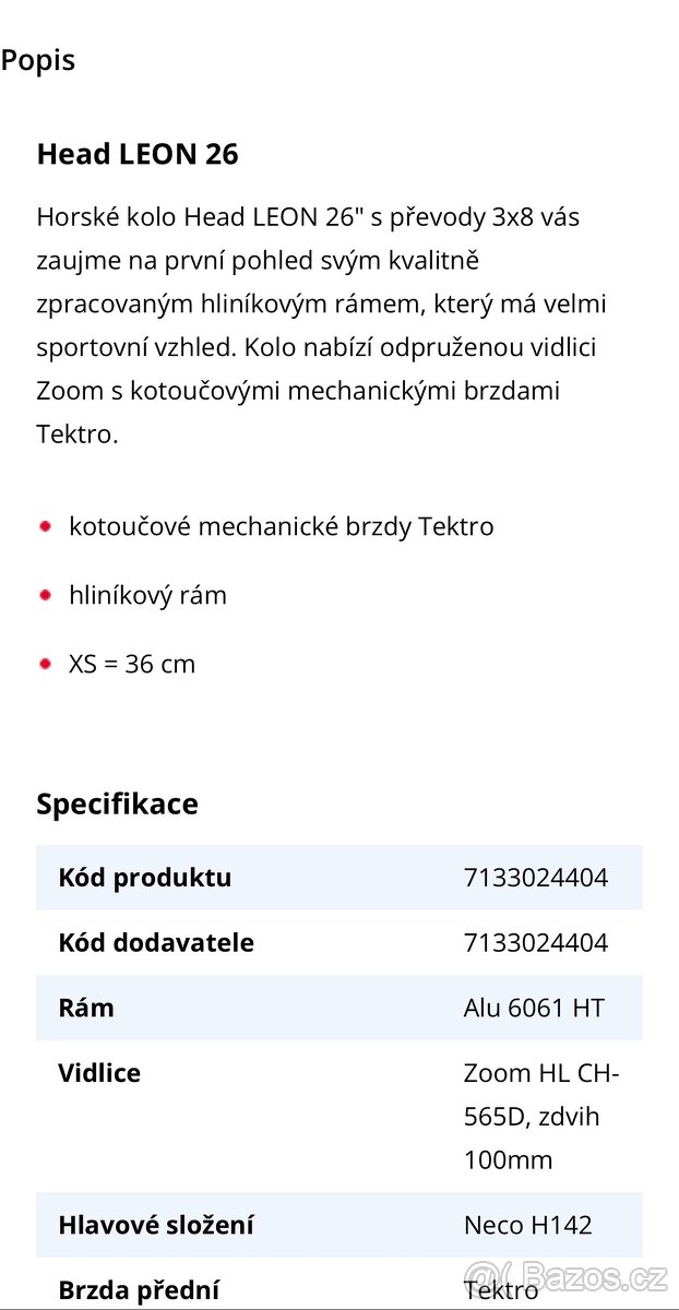 Dětské horské kolo Head LEON 26 - 8