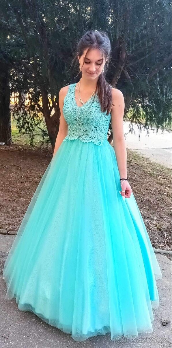 NOVÉ plesové šaty KRAJKOVÉ TŘPYTIVÉ - 8