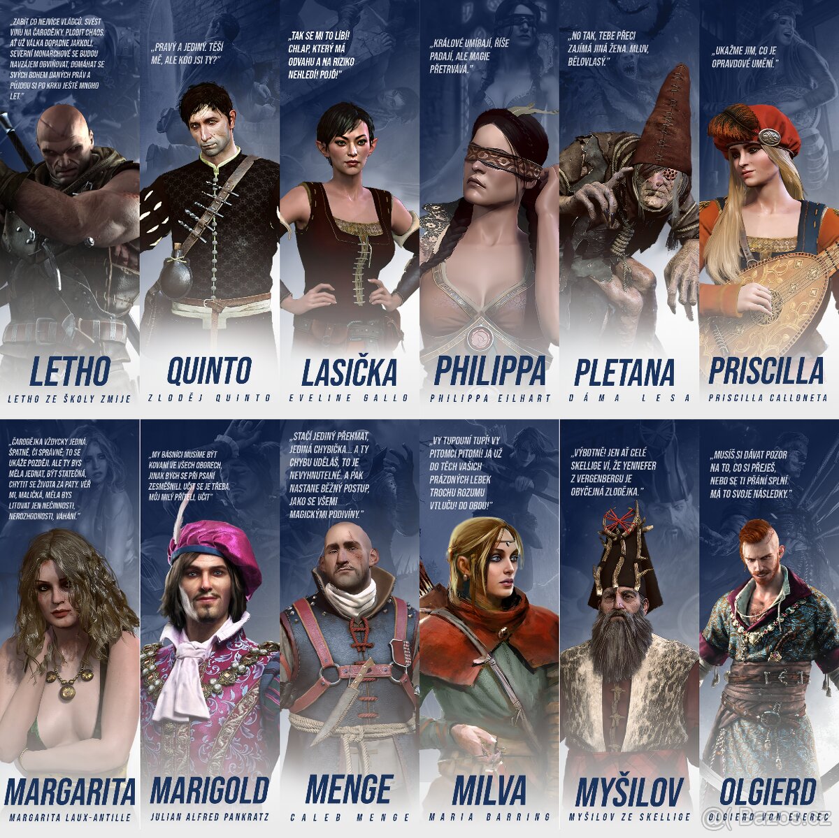 Zaklínač - Witcher - Hlavní postacy -Knižní záložky - 8